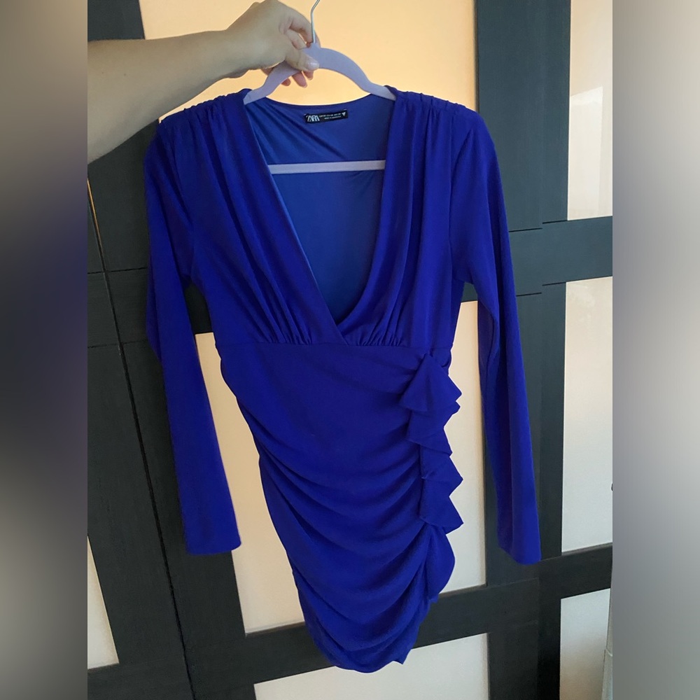 ZARA ruched longsleeve mini bodycon dress
